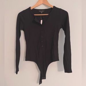 Banana Republic, black, long sleeved, Henley bodysuit (size XS), NWT